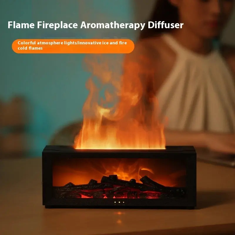 New Flame Aromatherapy Machine Colorful Essential Oil Diffuser Home Large Fog Volume Flame Humidifier 3D Flame Fireplace Machine My Store