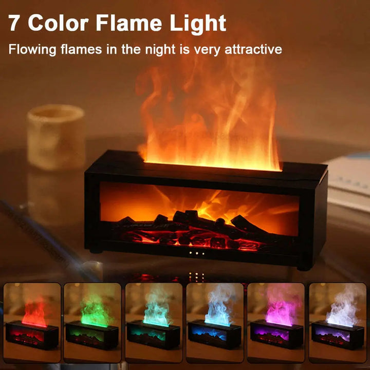 New Flame Aromatherapy Machine Colorful Essential Oil Diffuser Home Large Fog Volume Flame Humidifier 3D Flame Fireplace Machine My Store