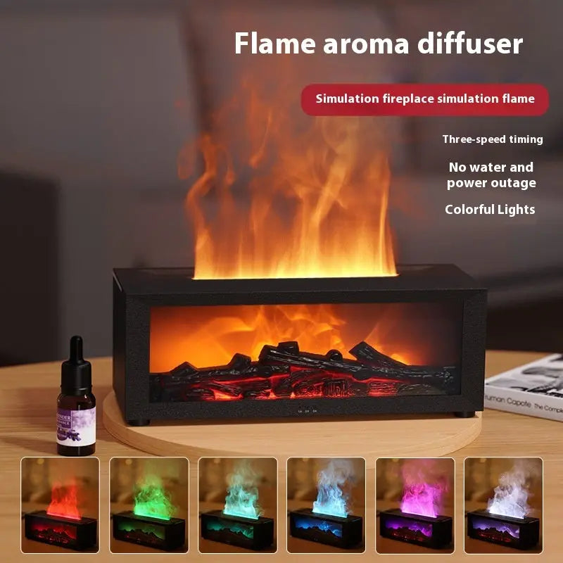 New Flame Aromatherapy Machine Colorful Essential Oil Diffuser Home Large Fog Volume Flame Humidifier 3D Flame Fireplace Machine My Store