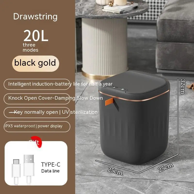 Smart Trash Can With Lid For Bedroom And Living Room Kitchen Storage Box Trash Can Induction Small Car Box Automatic Smart Dustbin Smart Trash Bin My Store