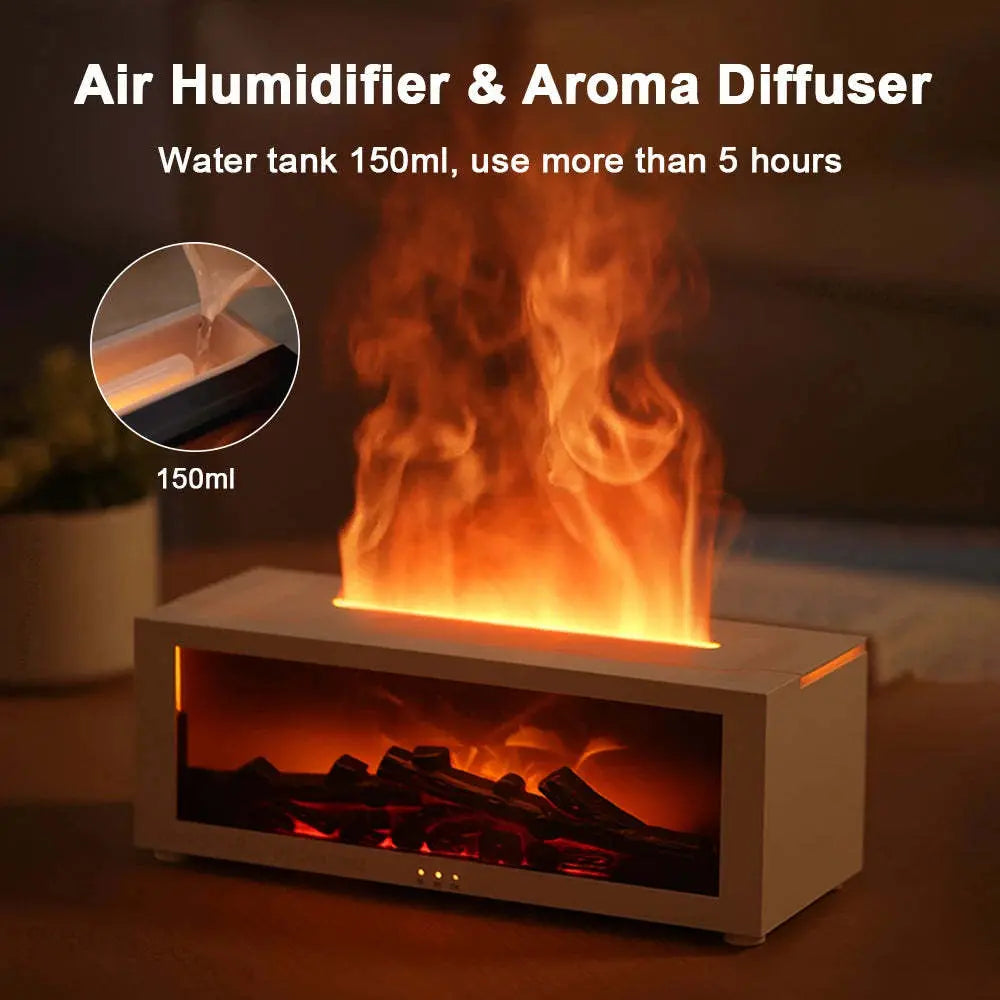 New Flame Aromatherapy Machine Colorful Essential Oil Diffuser Home Large Fog Volume Flame Humidifier 3D Flame Fireplace Machine My Store