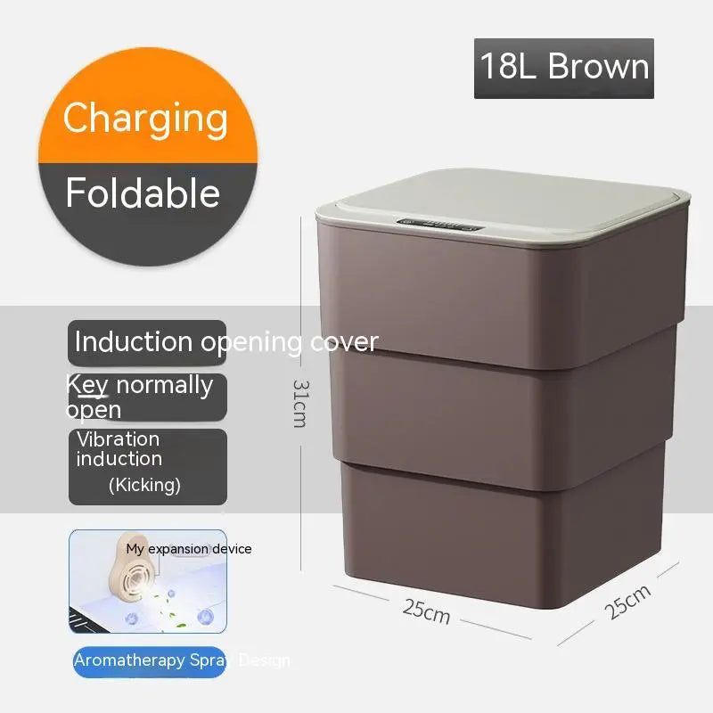 Smart Trash Can With Lid For Bedroom And Living Room Kitchen Storage Box Trash Can Induction Small Car Box Automatic Smart Dustbin Smart Trash Bin My Store