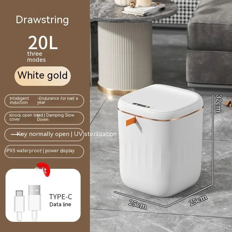 Smart Trash Can With Lid For Bedroom And Living Room Kitchen Storage Box Trash Can Induction Small Car Box Automatic Smart Dustbin Smart Trash Bin My Store