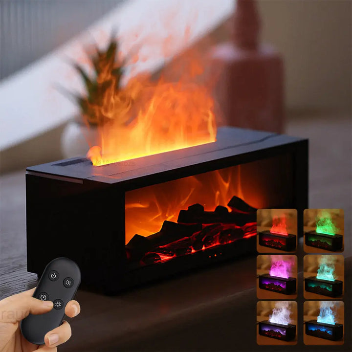 New Flame Aromatherapy Machine Colorful Essential Oil Diffuser Home Large Fog Volume Flame Humidifier 3D Flame Fireplace Machine My Store