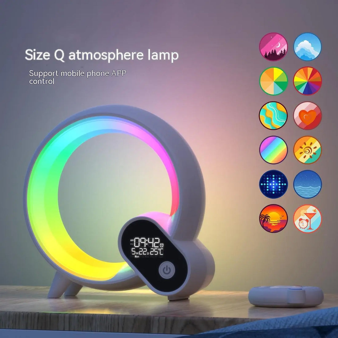 Creative Q Light Analog Sunrise Digital Display Alarm Clock Bluetooth Audio Intelligent Wake-up Q Colorful Atmosphere Light My Store